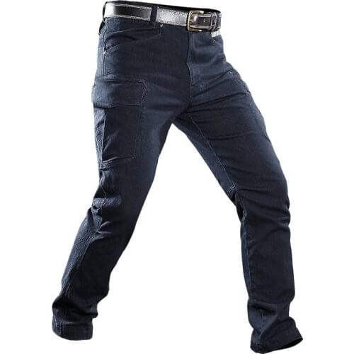 Tactical Army Fans Training Jeans Men Outdoor Camping Trekking Pants Multi Pocket Elastic Wear-resisting Overalls Male Trousers