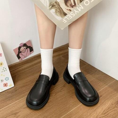 Black Brown Leather Shoes Women British Style Oxford Shoes 2021 Autumn Female Classic Platform Student Soft Sole Flats Loafers