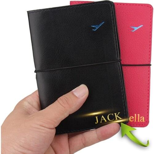 Creative Gold Name Passport Cover Case Bandage Aircraft Passport Holder Women Travel Wallet Custom Name Men Credit Id Document
