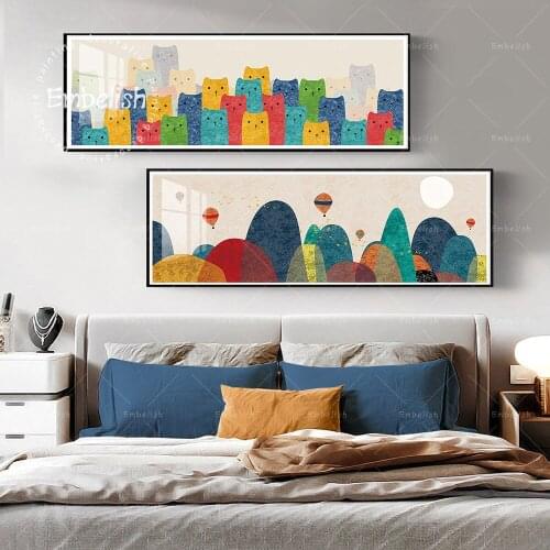 Embelish Lovely Cartoon Colorful Cat Wall Artworks Modern Home Decor HD Canvas Paintings For Living Room Wall Art Poster Picture