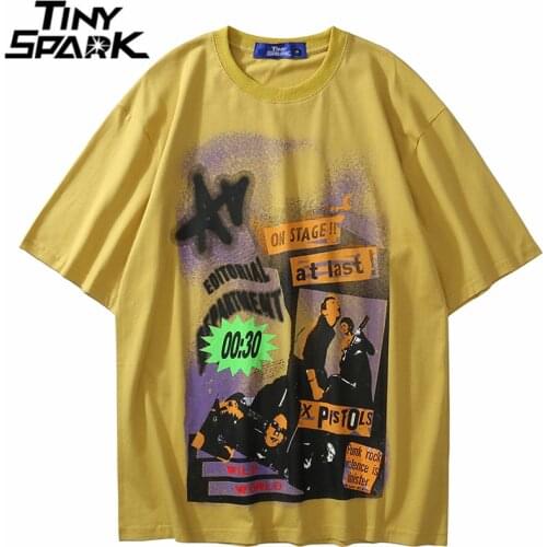 Hip Hop Streetwear Harajuku T Shirt Graffiti Graphic Letter Print Tshirt 2021 Men Summer Short Sleeve T-Shirt Cotton Casual