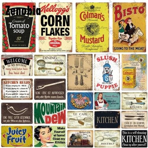 Vintage Metal Plaque Sign Home Wall Metal Decoration Signs Retro Metal Poster Tin Sign Man Cave Pub for Kitchen Dining Plates