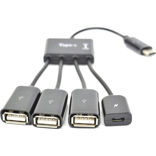 High Quality Card Reader 4-in-1 Type-C to Micro USB OTG HUB with Power Supply OTG Type C Hub Charging Cable for Samsung/Huawei