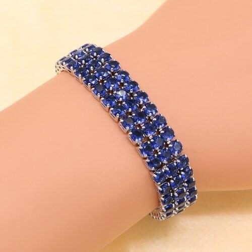 New Fashion Silver Color Bracelet For Women Superior Blue Cubic Zirconia Adjustable Link Chain Bracelet Length 18+2cm