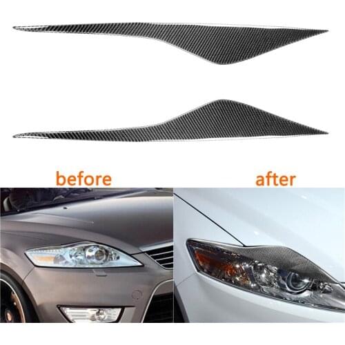 1 Pair High Qauality Carbon Fiber Car Headlight Eyebrow Cover Sticker Trim for Ford Mondeo MK4 2007-2013 Car Styling Accessories