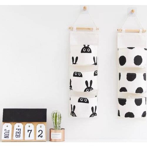 1PC Nordic Animal Bunny Dot Cactus Kids Canvas Storage Bag 3 Pockets Children Organizer Bag Canvas Storage Bag For Kids