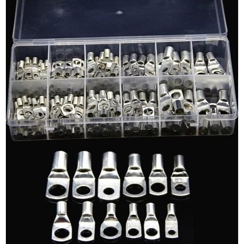 170PCS Assortment SC Bare Crimp Terminals lug Tinned Copper Lug Ring Wire Butt Connectors Electrical Cable Splice Terminals Kit