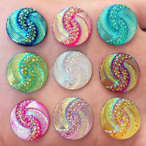 New 20PCS AB Resin 20mm round Phoenix Tail Flat back rhinestone scrapbook Embellishment DIY Wedding appliques SW08*2