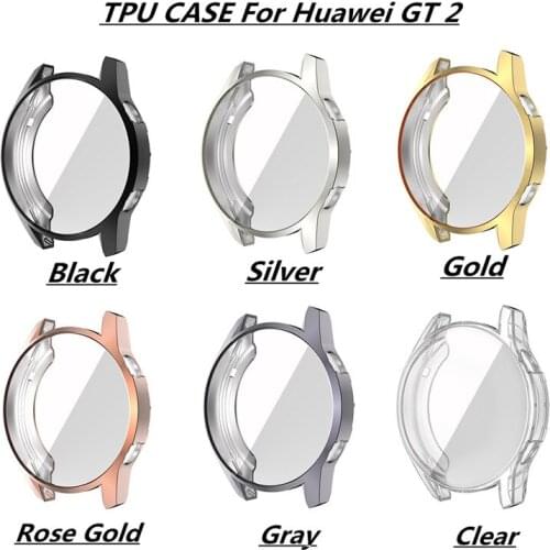 200pcs Ultra Slim Electroplate Transparent TPU Soft Case Cover For Huawei Watch GT2 46mm Smart watch accessories GT 2 Shell