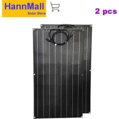 200W 2X100W ETFE Semi Flexible Solar Panel placa solar panneau solaire 12V Mono Cell For RV Boat Yacht Car Caravan Charger
