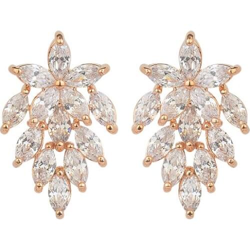 2017 Lovely Fashion Gold Crystal Earrings Elegant Horse Eye Zircon Stud Earrings Women Weeding Gift GLE6099Y