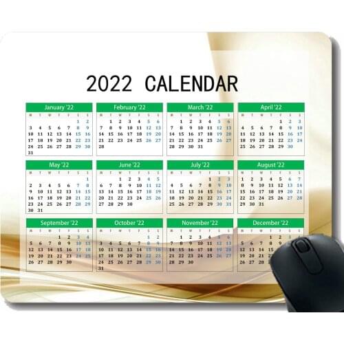 2022 Calendar Mouse Pad,Wind Lines Waves White Light Anti-Slip Rubber Mousepad with Durable Stitched Edges