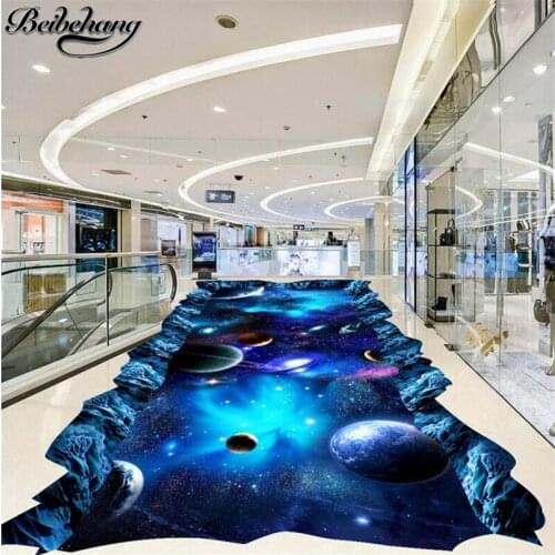 Beibehang Custom flooring 3d photo three-dimensional decoration to draw the universe sky 3D flooring fpainting papel de parede