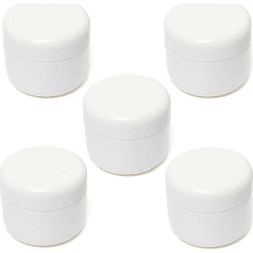 5Pcs 50g/50ml Empty Cosmetic Containers Plastic Makeup Jar Pot Refillable Sample Bottles Travel Face Cream Lotion White