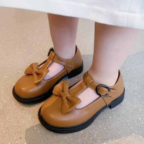 Bobora Flower Children Girls White Leather Shoes For Girls Kids Party Wedding Princess Dress Shoes