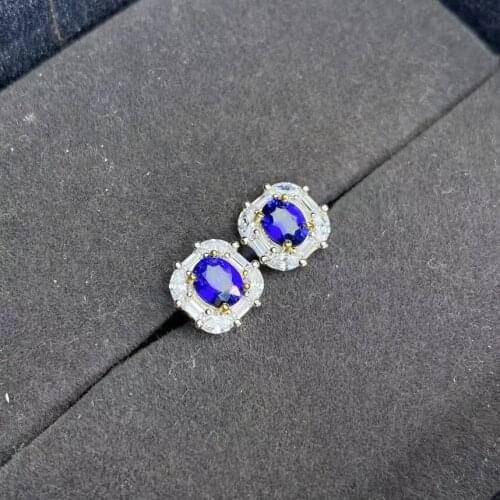 Elegant Anniversary Gift Super High Quality Sapphire Earring Natural And Real 925 Sterling Silver Sapphire Earring