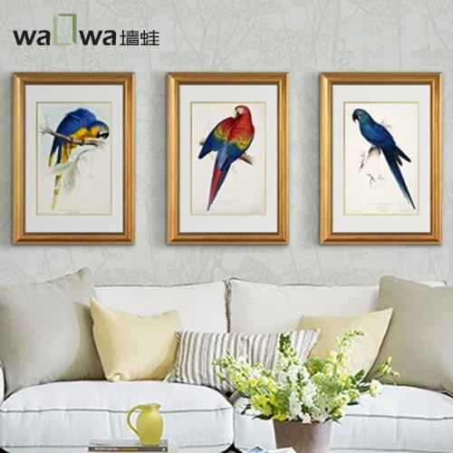 The wall paintings of American frog lucky bird hotel entrance wall mural parrot villa European style living room decorative pain