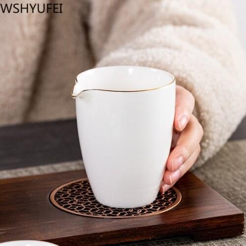 Chinese Ceramic Cha Hai Hand Made Fair cup Boutique White porcelain Tea set Accessories Household wine set Drinkware 200ml