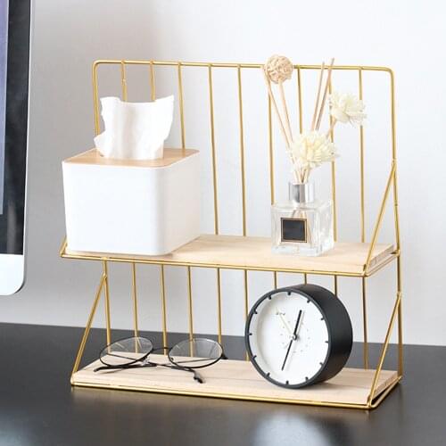 Metal Wall Shelf Double Layer Kitchen Bathroom Storage Rack Living Room Bedroom Shelves Sundries Crafts Display Holder Organizer