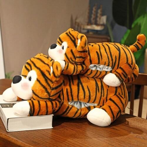 Cartoon three-in-one tiger pillow hand cover doll home decoration ornaments baby soothing playmate hand puppet animal plush toy