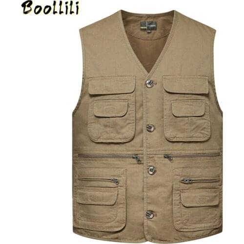 Mens Cotton Multi Pocket Fishing Vest Outdoor Casual Sleeveless Jacket Photograph Wearable In All Seasons Waistcoat Big Size 4XL