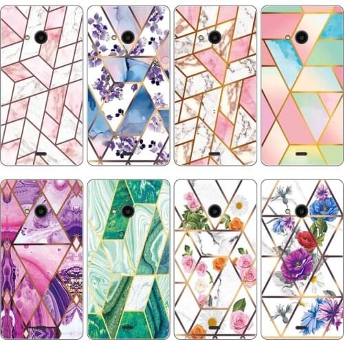 Soft Phone Case for Microsoft Nokia Lumia 535 Funda Glossy Colorful Flower Silicone Phone Back Cover Geometric Marble Shell