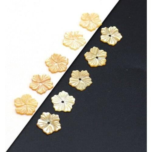 2021New Natural SeaWater Flower-shaped Golden Shell Pendant 8/10/12 Beads Crafts Making DIY Necklace Bracelet Anklet Jewelry5PCS