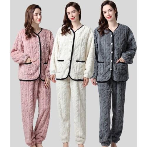 BALDAUREN 2021 New Pajamas Women Autumn And Winter Flannel Thickening Korean Fashion Plus Size Velvet Home Service Suit