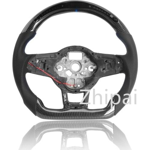 For Golf carbon fiber LED steering wheel For MK7/MK7.5 with perforated leather & Alcantarar with/without paddle port