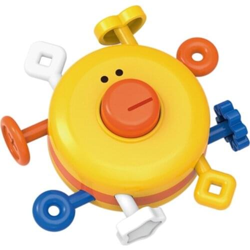Baby Rotating Rattle Finger Training Bright Color Cartoon Animal Shaped Funny Accompany Toy Eco-friendly ABS Material 69HE
