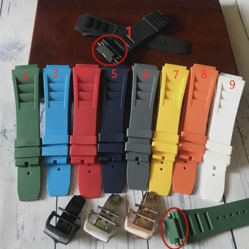 25mm Soft Nature Silicone Rubber Watchband For Richard Watch Mille Strap band Bracelet Orange Blue White Red spring bar series