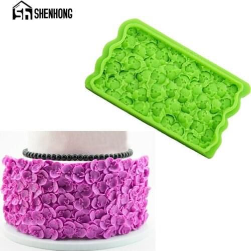 SHENHONG Phalaenopsis Petal Silicone Cake Mold Chocolate Candy Pan Flower Fondant Paste Sugar Craft Pastry Border Decorate Mould