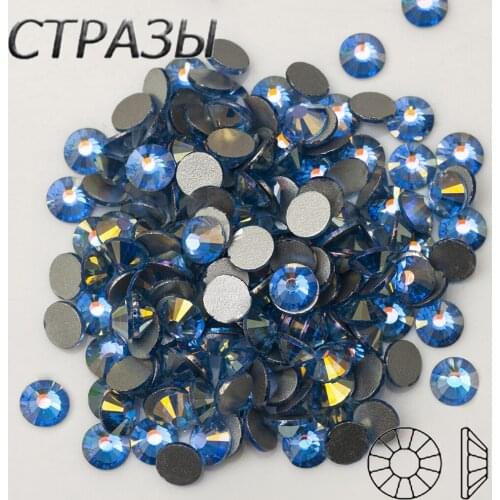 SS16 SS20 SS30 Light Sapphire AB SS3~SS30 Non Hotfix Rhinestone Flatback Glass Stass Nail Rhinestones Diamond For DIY Garment