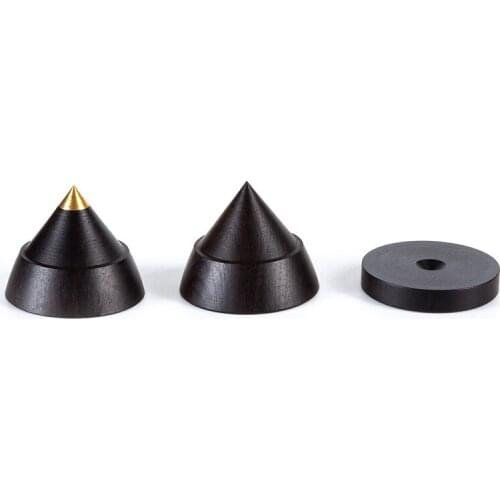 High quality 23mm Ebony Wooden Speaker Isolation Wood Stand Feet base, pad 4 pcs spikes +4 pcs Pads