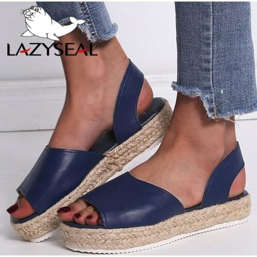 LazySeal Ankle-Wrap Sandals Women Flat Footwear Woman Shoes Mujer Platform Sandalias Summer Beach Sandales Femme 2019 Slippers