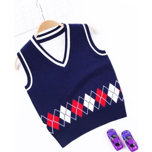 2-7T Kid Boy Sweater Tank Toddler Autumn Winter Knitted Vest Gentleman Pullover Top Cute Knitwear Infant Children Clothing
