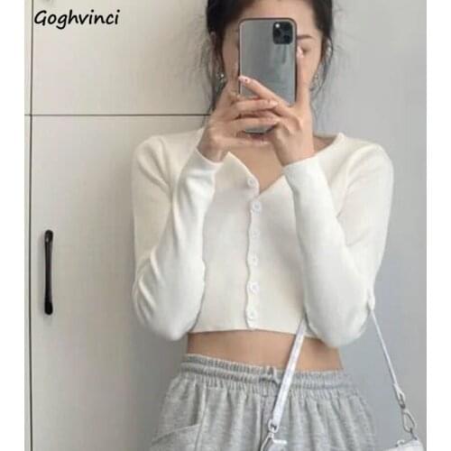 Sweater Women Cropped Temperament All-match College Stylish Ins Simple Design Long Sleeve 2021 New Ladies Summer Slim Clothing