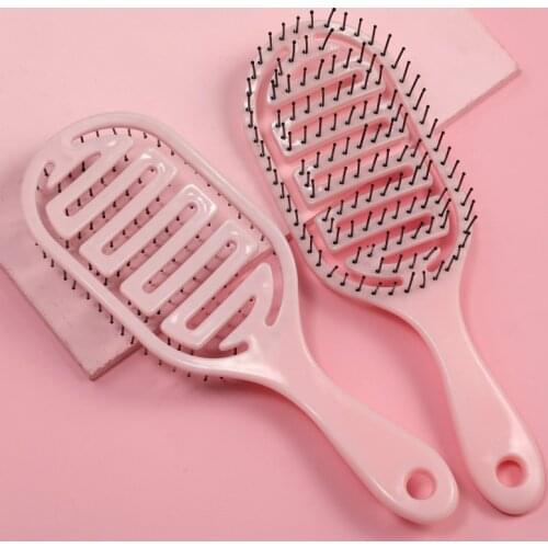 1pcs Hair Brush Scalp Massage Comb Salon Women Rubber Anti-skid Handle Dry Wet Hairdressing Style Tool Hairbrush Health Care