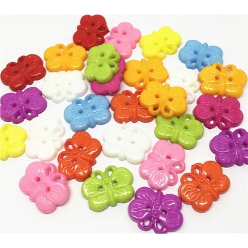 100pcs Plastic 18x13mm Butterfly Buttons 2 Holes Sewing Accessories Scrapbooking DIY Wedding Crafts