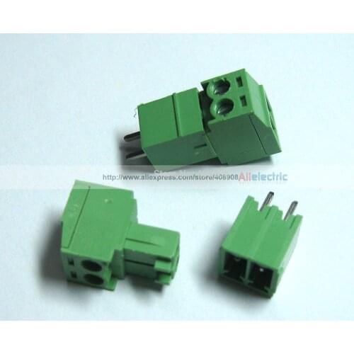 150 set Screw Terminal Block Connector 3.5mm 2 Pin Way Green Pluggable Type