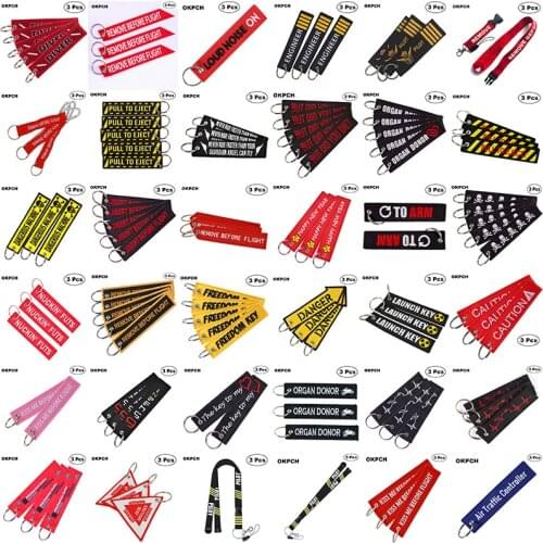 3PCS a Lot Chain Keychain Launch Key Chain Bijoux Keychains for Motorcycles and Cars Black Key Tag Embroidery Key Fobs