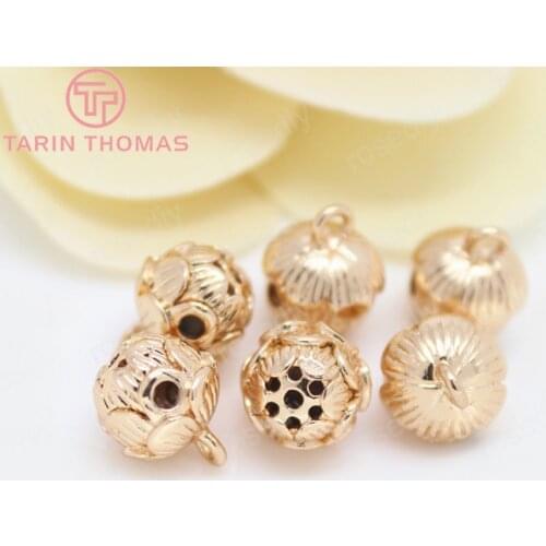 6PCS 9.6x11.6MM 24K Champagne Gold Color Plated Brass 3 holes Lotus Charms High Quality Diy Jewelry Accessories