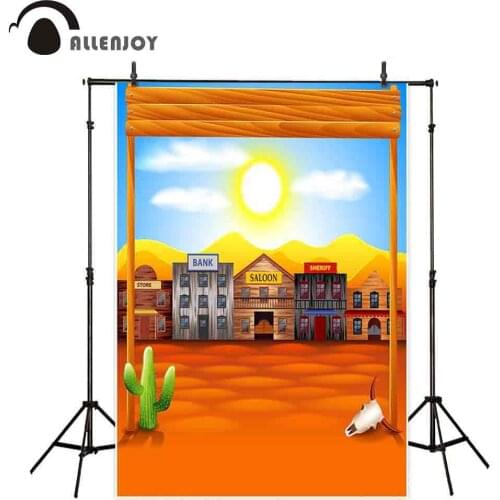Allenjoy photography backdrop wild west town house cactus desert background photocall professional board photobooth