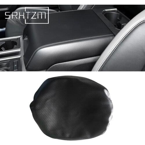 Car Accessories Center Control Armrest Pad Carbon Fiber Leather Cover Sticker Trim For Ford F150 2015 2016 2017 2018 2019