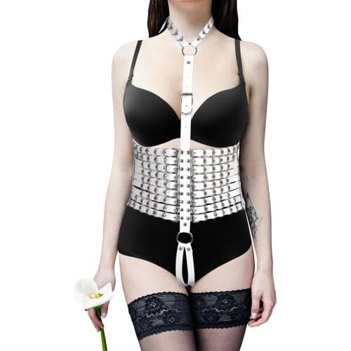Fetish Lingerie Goth Accessories Harness For Woman White Leather Belt Tactical Belt Female Corsets Harajuku Holographic Clothes