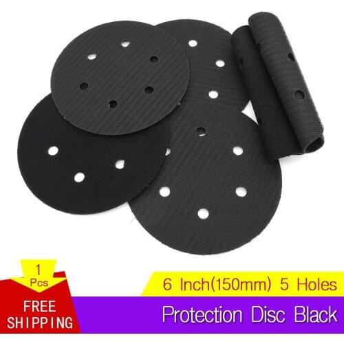 2 PCS 6 Inch 6-Hole 150mm Protection Disc Interface Pad Black Power Tools Accessories for Polishing & Grinding - Hook and Loop