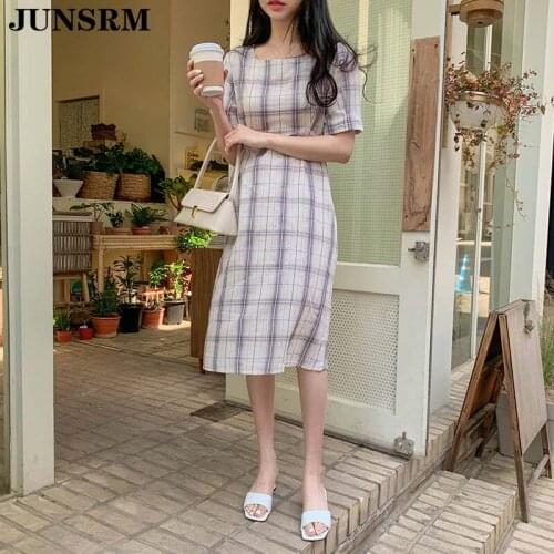 Летние платья в клетку JUNSRM China At AliExpress