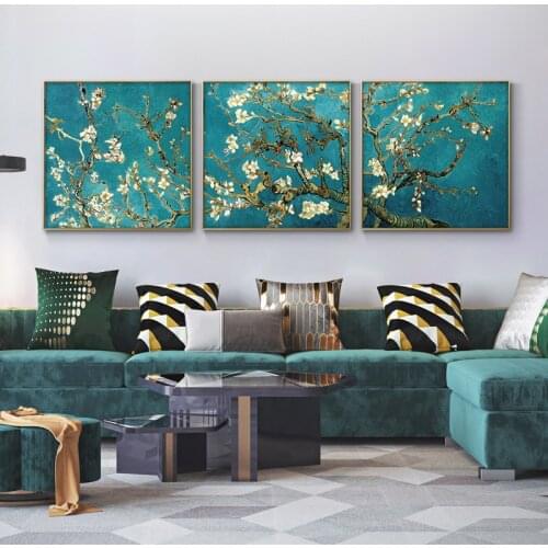 3Pcs Van Gogh Almond Blossom Canvas Art Paintings Home Wall Decor Impressionist Flowers Canvas Prints For Living Room Cuadros