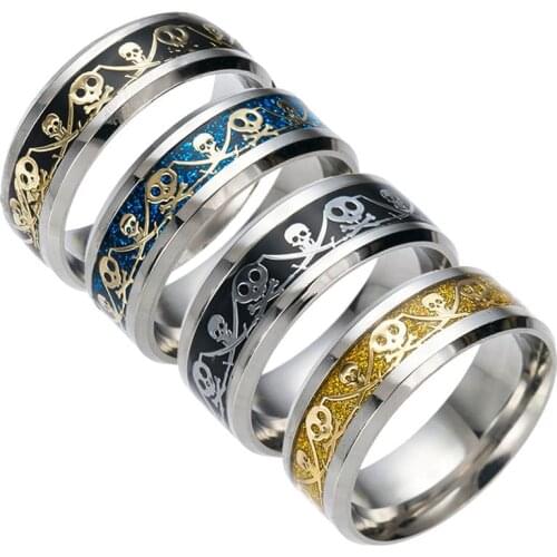 MixMax 50pcs Mens Stainless Steel Rings Skull Pattern Punk Skeleton Party Jewelry Wholesale Lot Large Sizes 8-13