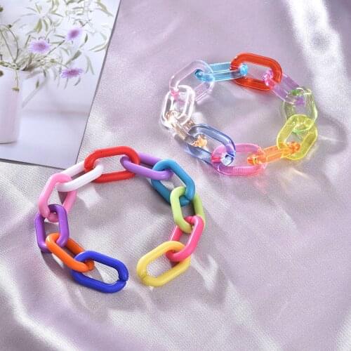 Acrylic Rainbow Chain Bracelet Set Natural Stone Beads Crystal Tassel Bracelets Bangles Pulseras Mujer Jewelry for Women Gift